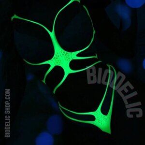 Neon Green Fishnet Bodysuit: UV Reactive Rave Festival Leotard